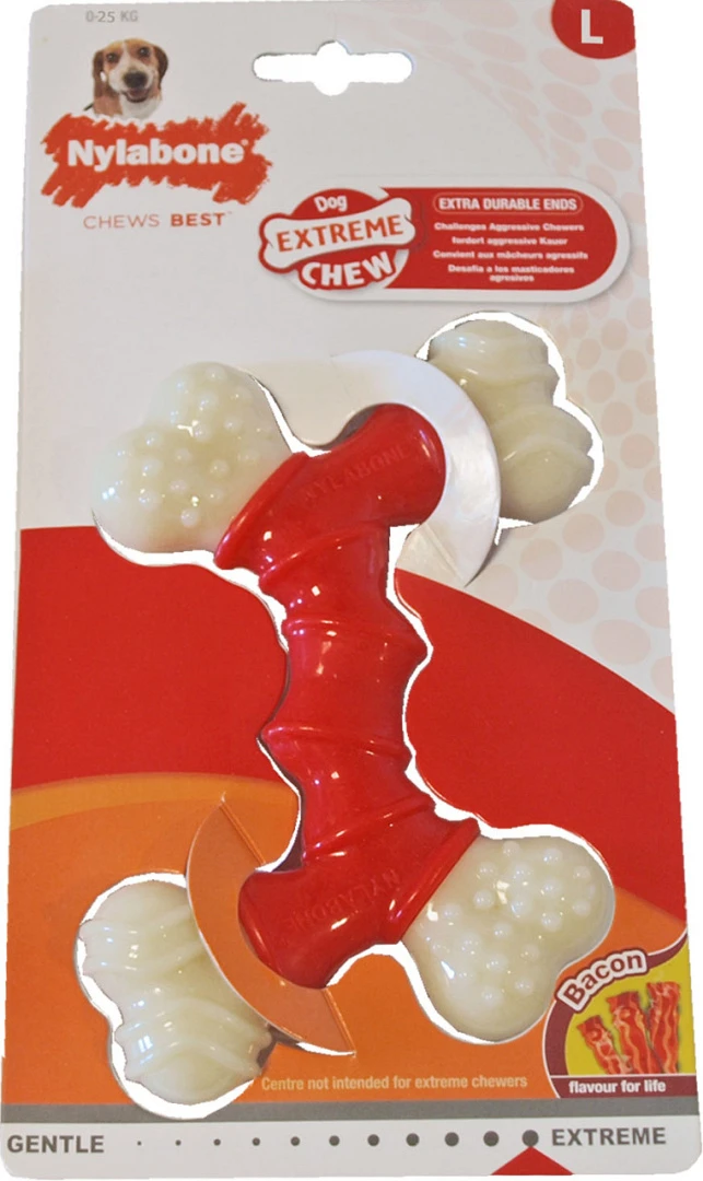 NylaBone Dura Chew Double Bend Bacon XL 1 NylaBone Dura Chew Double Bend Bacon XL