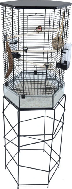 Inter-Zoo Vogelkooi Vision Hexo Zwart 5 Inter-Zoo Vogelkooi Vision Hexo Zwart -Beeztees Winkel 0085010 0085012