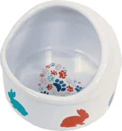 Boon Konijnen Voerbak Anti-mors Steen Wit Met Pastel Print 12 Cm