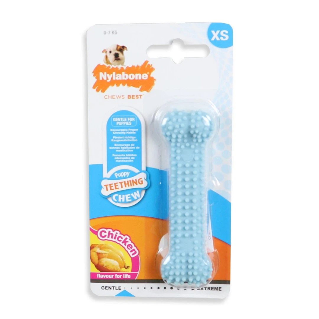 Nylabone Puppy Dental Bone Kip Blauw XS 1 Nylabone Puppy Dental Bone Kip Blauw XS