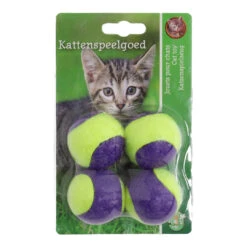 Boon Kattenspeelgoed Tennisbal Met Rammel 4 St
