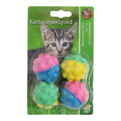 Boon Kattenspeelgoed Sponsbal Met Noppen Assorti 4 St