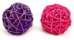 Beeztees Rotan Bal Met Catnip Paars/Roze 2 St