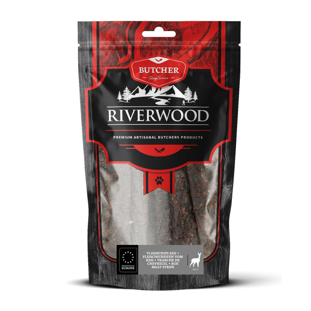 Riverwood Vleesstrips Ree 150 Gr 1 Riverwood Vleesstrips Ree 150 Gr
