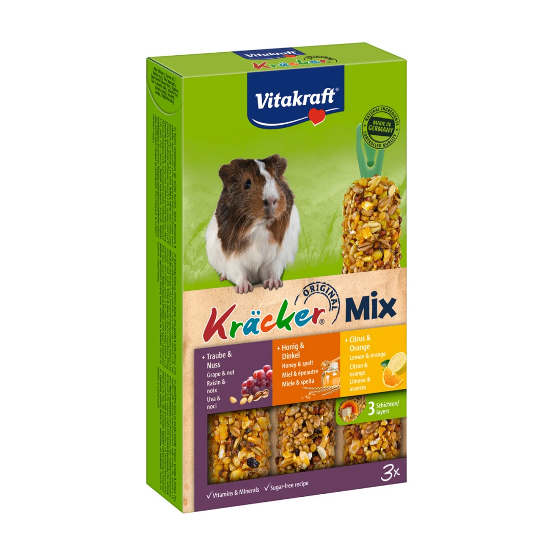 Vitakraft Kräcker Trio-Mix Cavia - Noot/honing/citrus 3 St 1 Vitakraft Kräcker Trio-Mix Cavia - Noot/honing/citrus 3 St