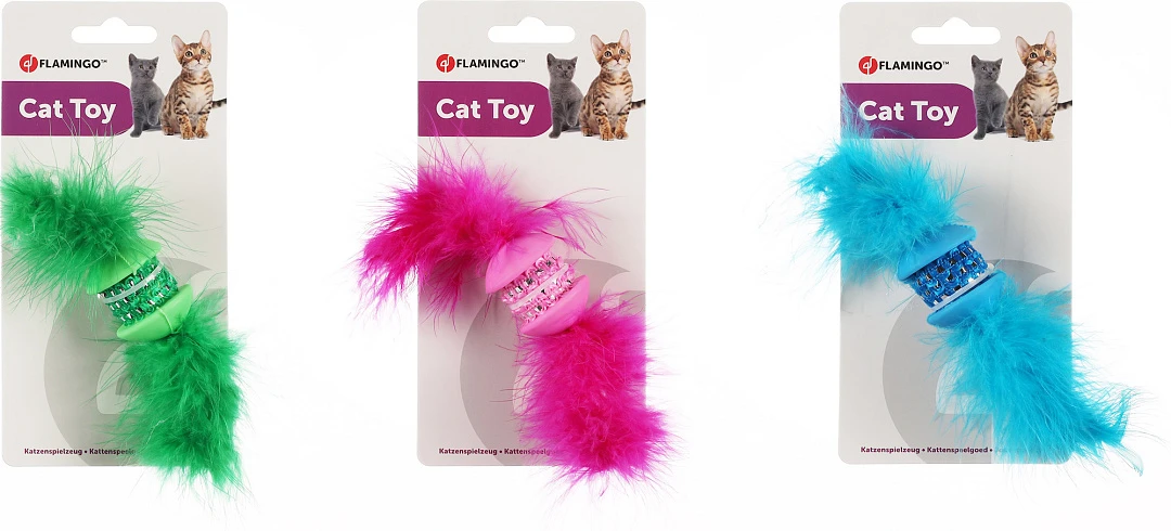 Flamingo Kattenspeelgoed Howi Rol Met Pluimen Assorti 2 Flamingo Kattenspeelgoed Howi Rol Met Pluimen Assorti - Afbeelding 2