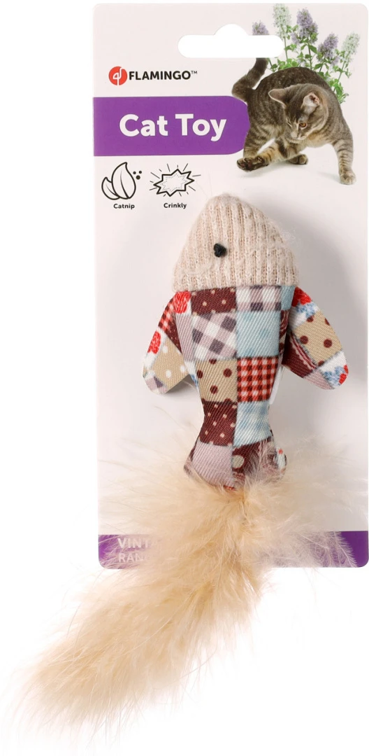 Flamingo Kattenspeelgoed Vinta Vis Met Veer 2 Flamingo Kattenspeelgoed Vinta Vis Met Veer - Afbeelding 2