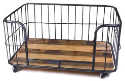 Lex & Max Hondenbank Metal Wire Basket Zwart