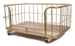 Lex & Max Hondenbank Metal Wire Basket Goud