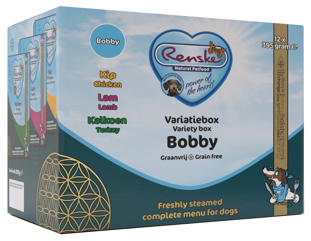 Renske Hondenvoer Variatiebox Bobby Graanvrij 12 X 395 Gr 1 Renske Hondenvoer Variatiebox Bobby Graanvrij 12 X 395 Gr