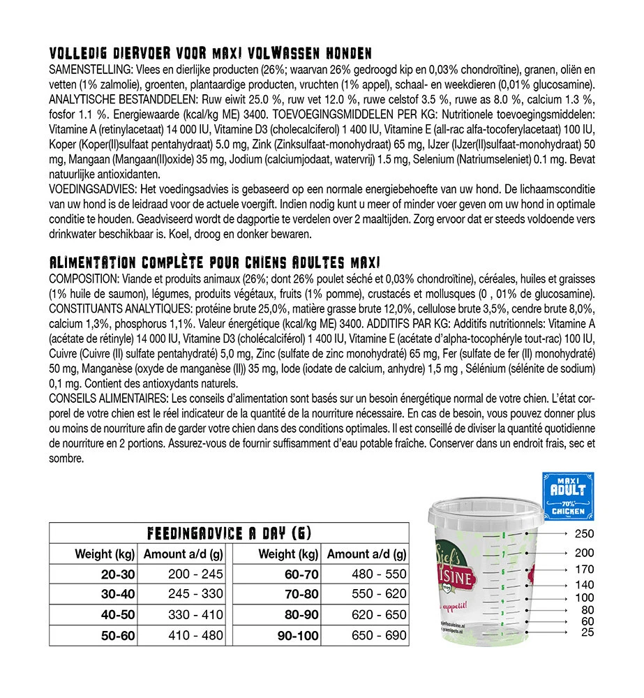 Yamipets Sjef's Cuisine Hondenvoer Maxi Adult 3 Kg 2 Yamipets Sjef's Cuisine Hondenvoer Maxi Adult 3 Kg - Afbeelding 2