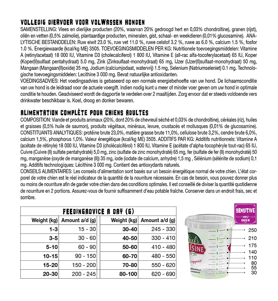 Yamipets Sjef's Cuisine Hondenvoer Sensitive Deer 3 Kg 2 Yamipets Sjef's Cuisine Hondenvoer Sensitive Deer 3 Kg - Afbeelding 2