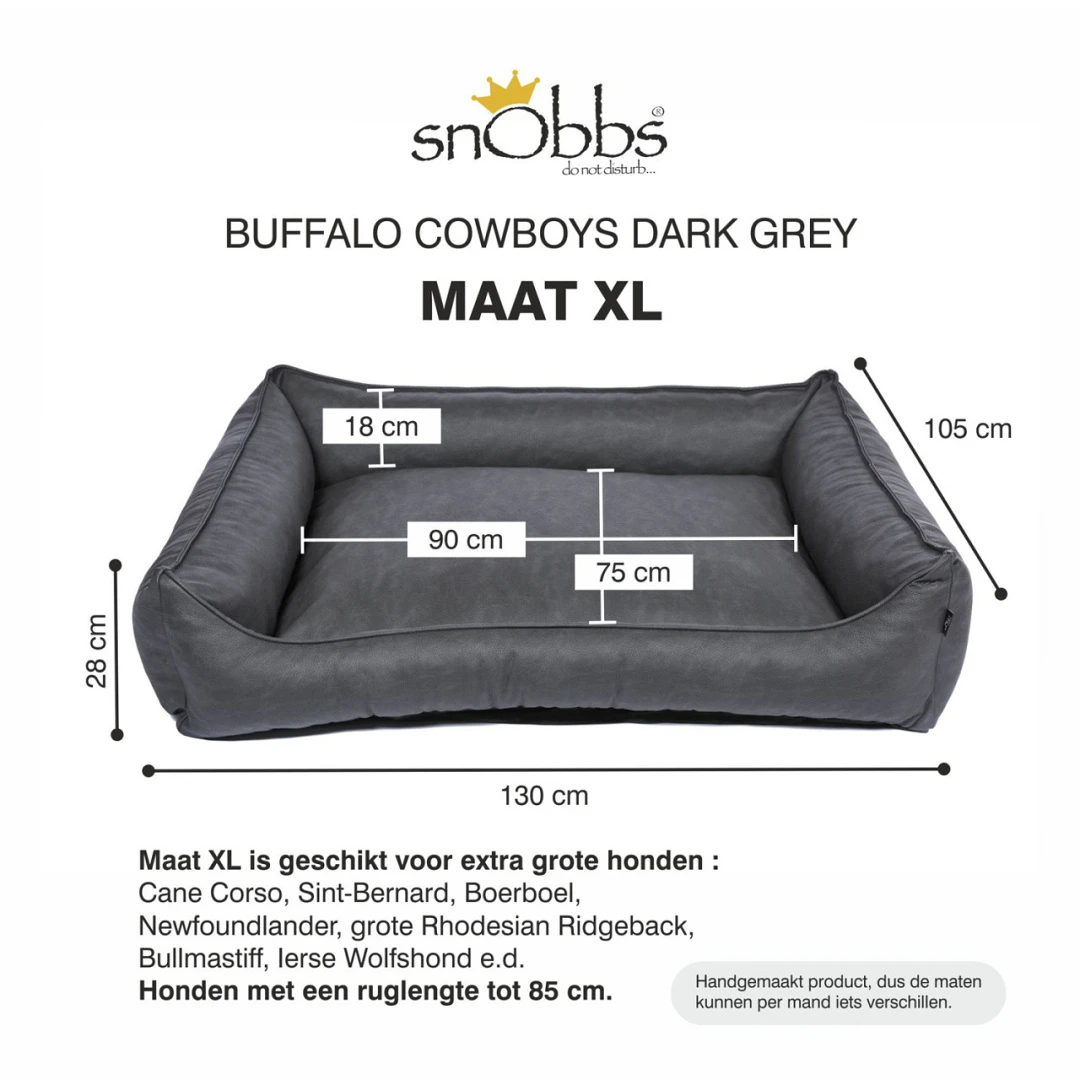 SnObbs Orthopedische Hondenmand Buffalo Cowboys Dark Grey 9 SnObbs Orthopedische Hondenmand Buffalo Cowboys Dark Grey - Afbeelding 9