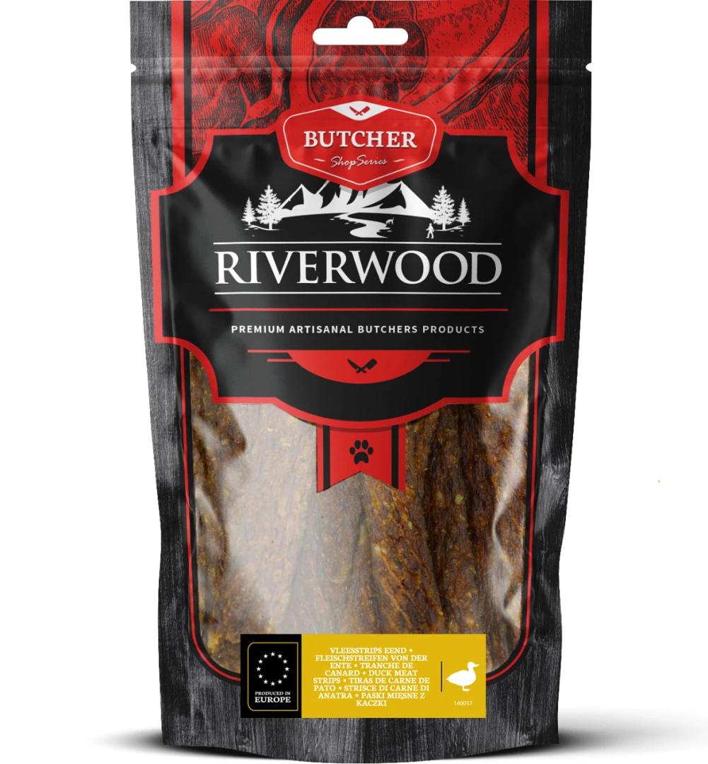 Riverwood Vleesstrips Eend 150 Gr 1 Riverwood Vleesstrips Eend 150 Gr