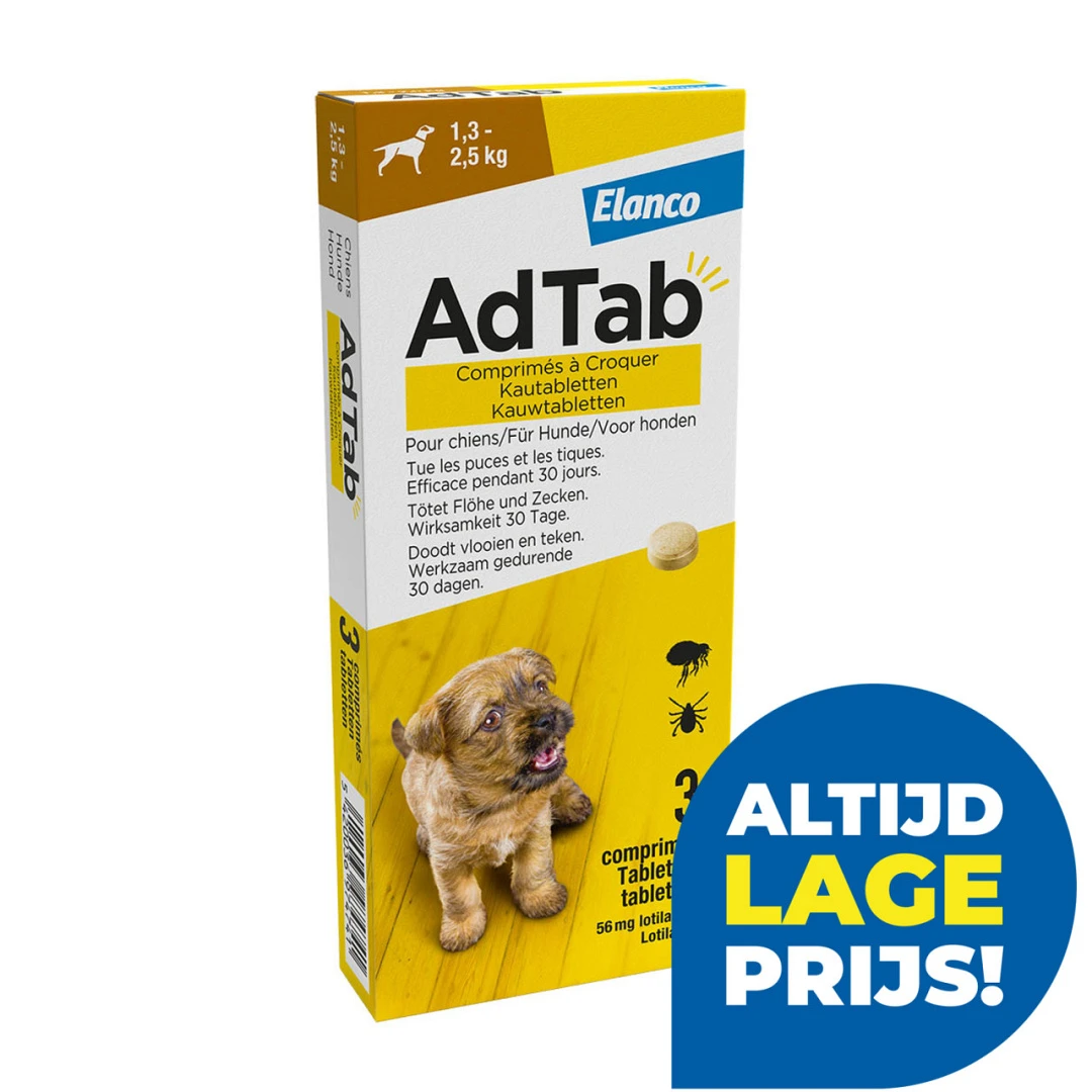 AdTab Kauwtabletten 1,3 - 2,5 Kg 3 Tabl 1 AdTab Kauwtabletten 1,3 - 2,5 Kg 3 Tabl