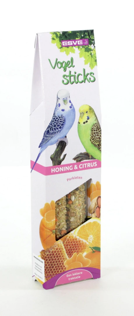 ESVE Vogelsticks Parkiet Honing En Citrus 2 St 1 ESVE Vogelsticks Parkiet Honing En Citrus 2 St