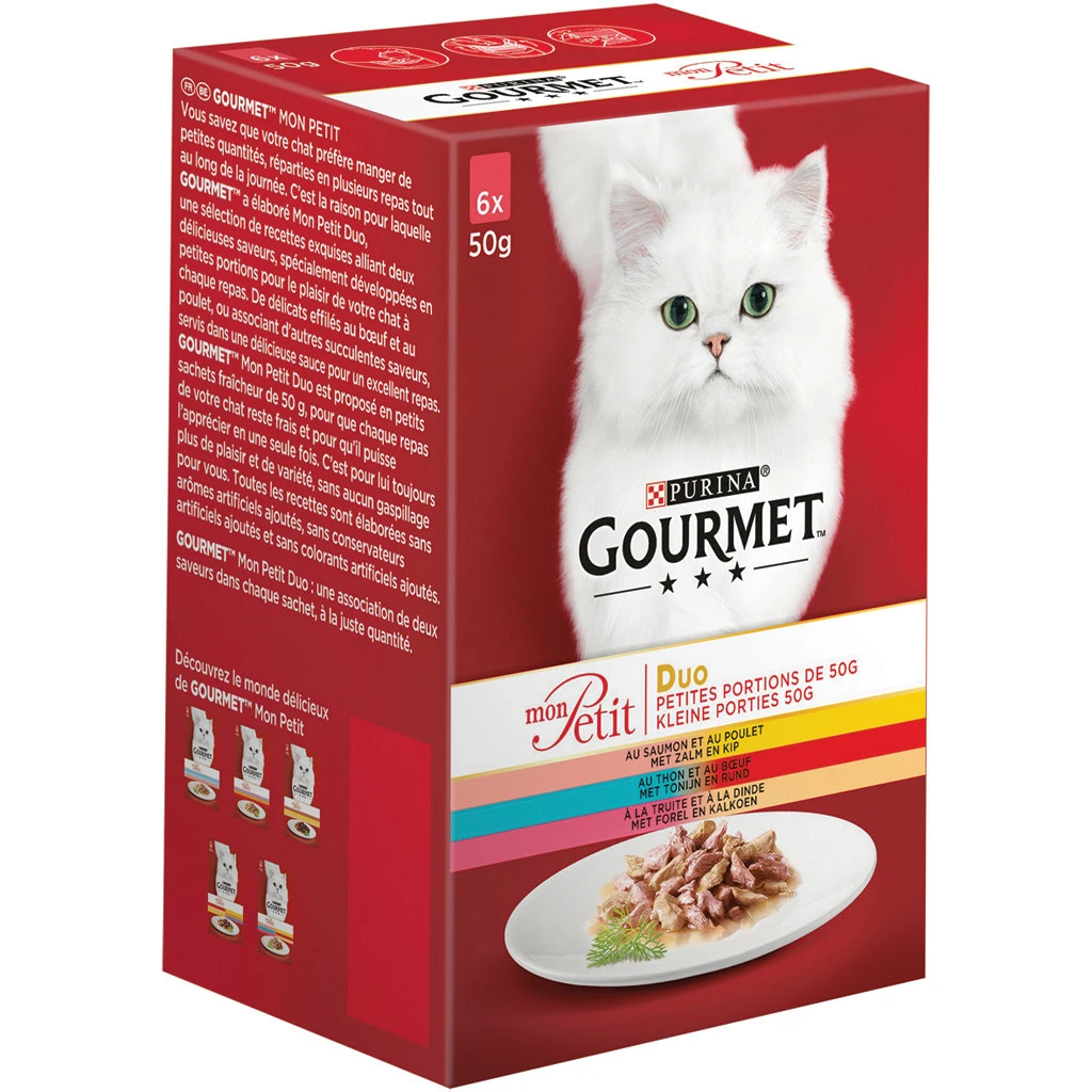 Gourmet Kattenvoer Mon Petit Duo Vis En Vlees 6 X 50 Gr