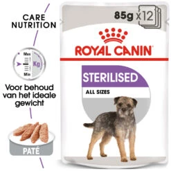 Royal Canin Hondenvoer Sterilised 12 X 85 Gr 7 Royal Canin Hondenvoer Sterilised 12 X 85 Gr -Beeztees Winkel royal canin sterilised natvoeding extra zorg gesteriliseerde volwassen kleine honden hero packshot